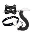 thumbnail image 3 of Conjunto de collar y cola con orejas de gato Yinane disfraz de animal decorativo Negro, 3 of 6