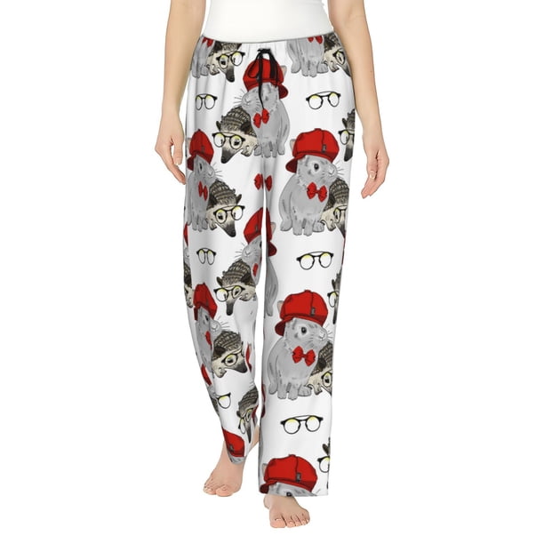 Balery Rabbit And Hedgehog Pantalones de pijama para mujer, pijamas ultraligeros, pantalones de estar por casa-X-Large