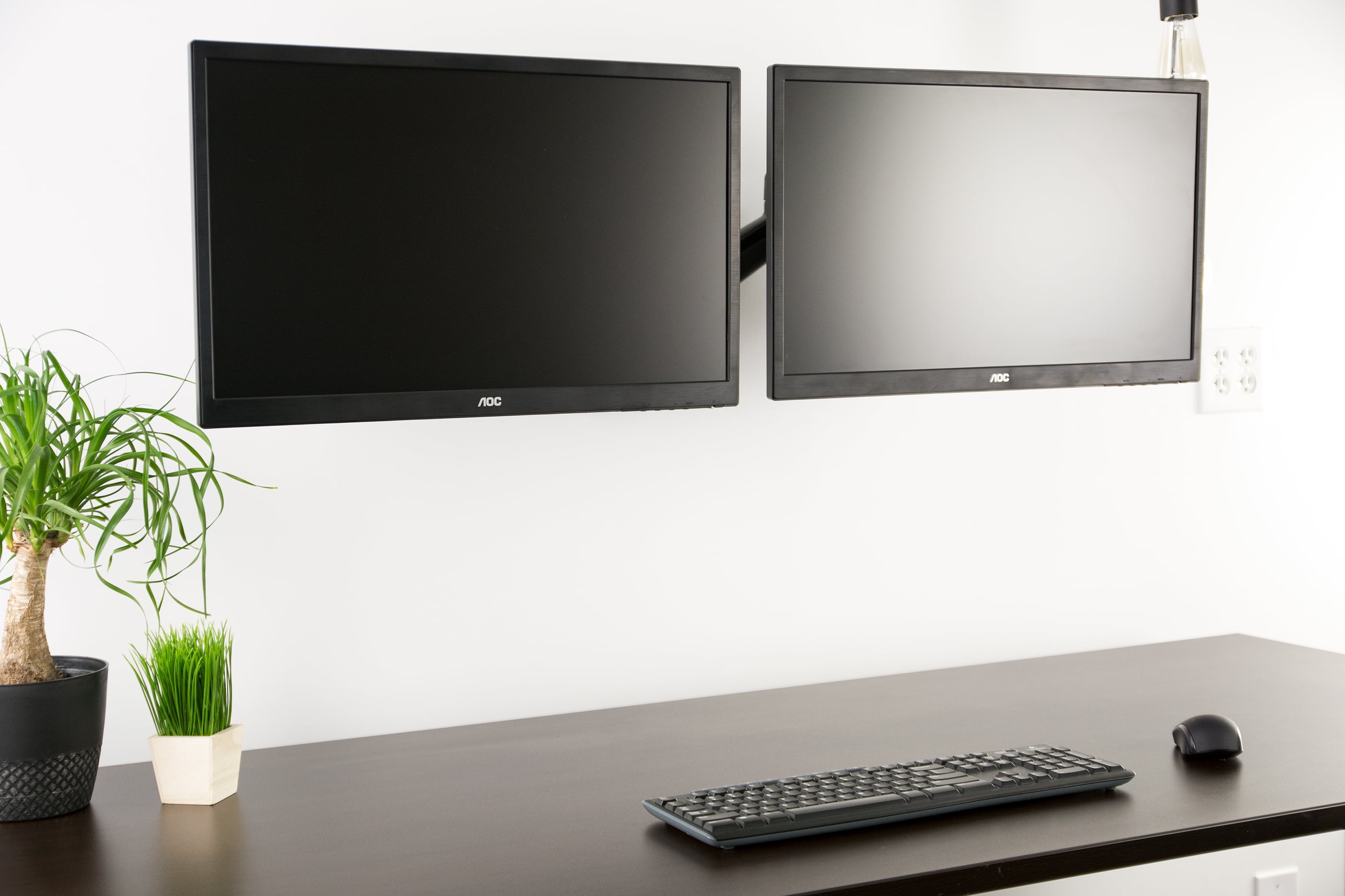 Vivo Black Gas Spring Extended Arm Full Motion Articulating Dual Monitor Wall Mount For 17 To 27 Screens V002g