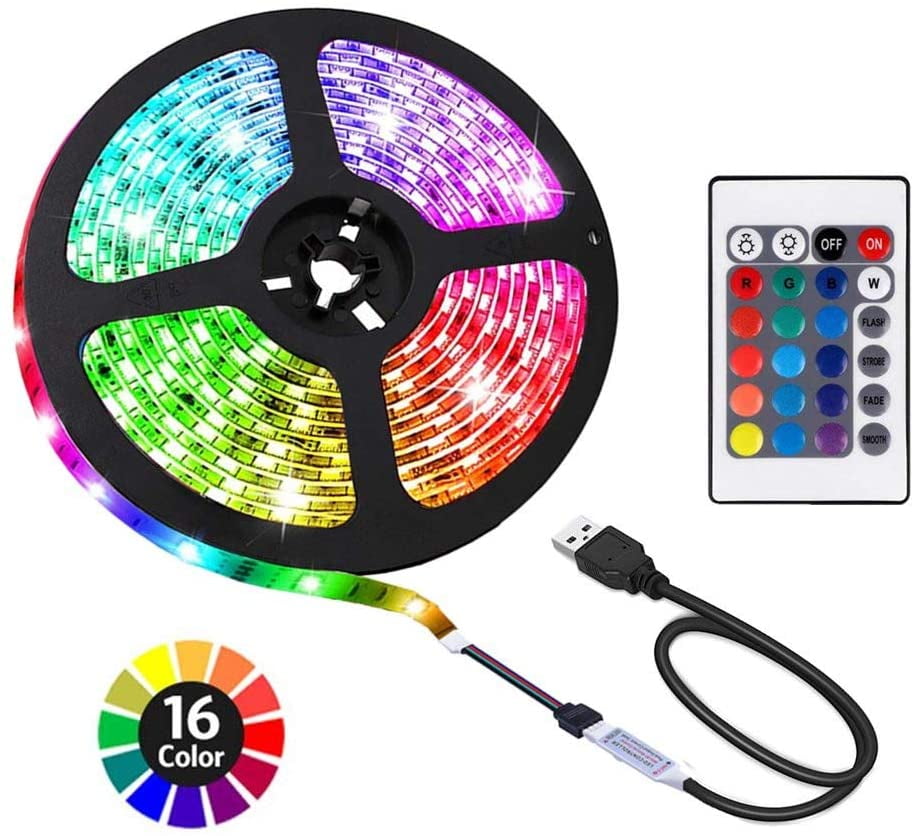 Details about   LED Strip Lights TV Back Light 5050 RGB Colour Changing with 24Key Remote 5M 