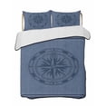 thumbnail image 2 of Nautical Compass Twin Size Down Alternative Comforter, Lightweight Comforter Quilt Bedding Set with Pillow Shams Navy Blue Striped Coastal Compass All Seasons Bed Comforter Duvet Insert 68"x86", 2 of 7