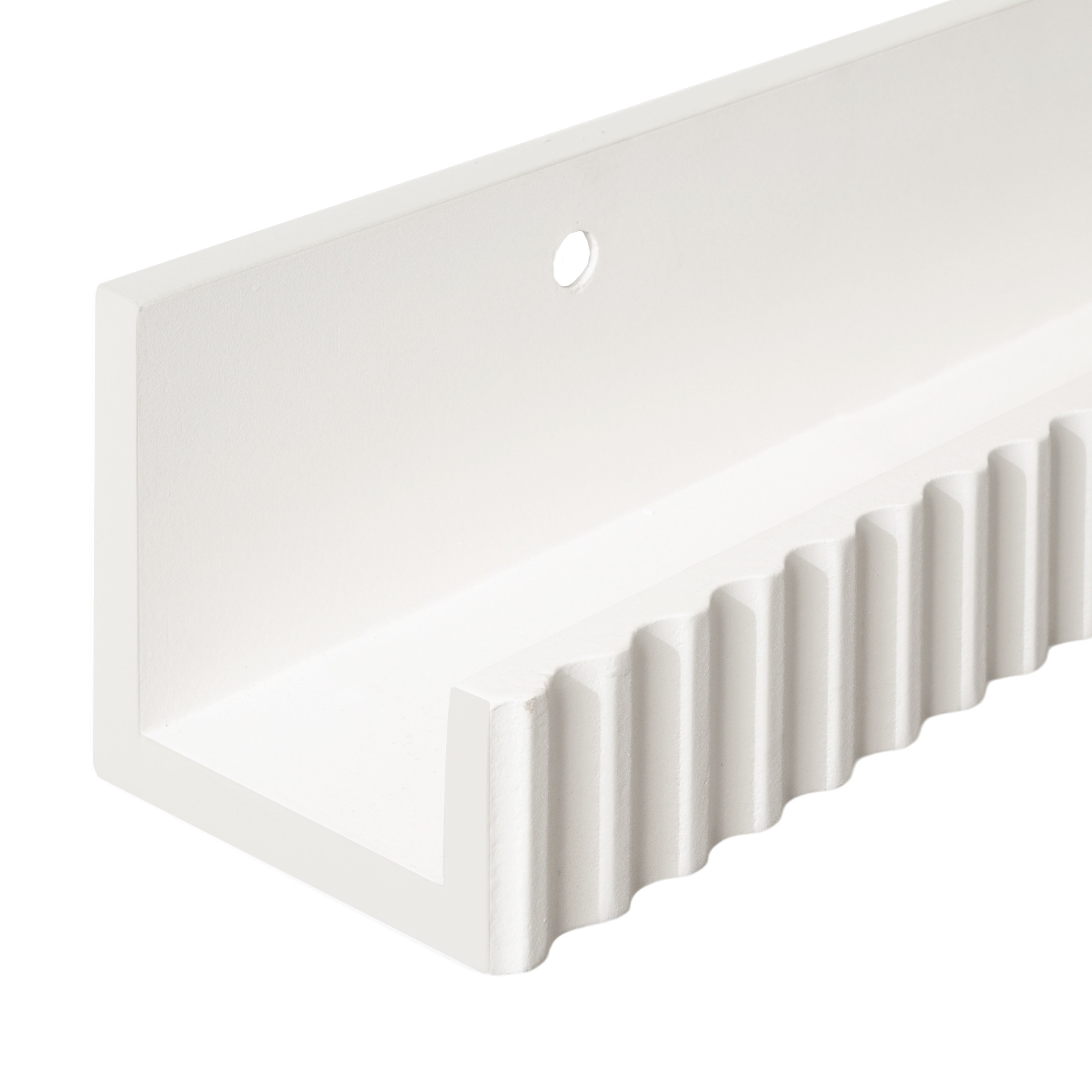 Kate and Laurel Furrow Modern Wood Photo Display Ledges, Set of 2, 24 Inches, White, Scalloped Floating Picture Ledge Shelf Set with Lip for Use as Nursery Book Shelves or Gallery Wall Decor