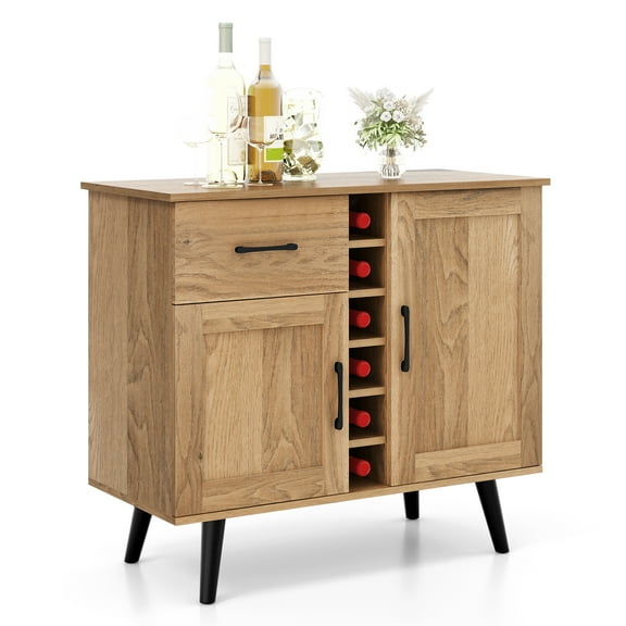 Giantex Sideboard Buffet Cabinet, Farmhouse Wine Bar Storage Cabinet w/Wine Rack