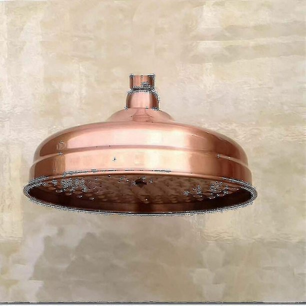 Cabezal de ducha de cobre, 20 cm (8 pulgadas) de diámetro, cabezal de ducha fijo de alta presión con cabezal de ducha de ángulo ajustable, cabezal de ducha de lluvia - Dorado