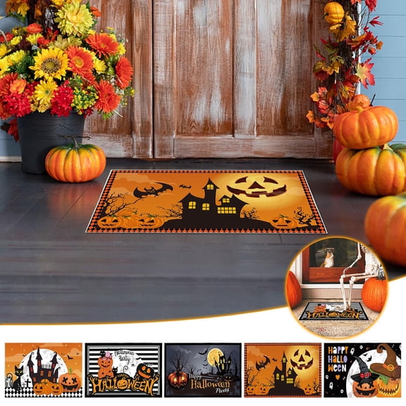Halloween Kitchen Rug, Hwkond Halloween Floor Mat with Terrifying Theme, Skull And Print Decoration, Entrance Door Floor Mat, Entrance Door Carpet(40x60cm)