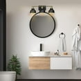 thumbnail image 4 of Globe Electric 5-Piece Matte Black Bath Accessory Set with 24" 3-Light Vanity Light and Matte Brass Accents, Vintage Industrial Style, LED or Incandescent Bulbs, 4 of 9