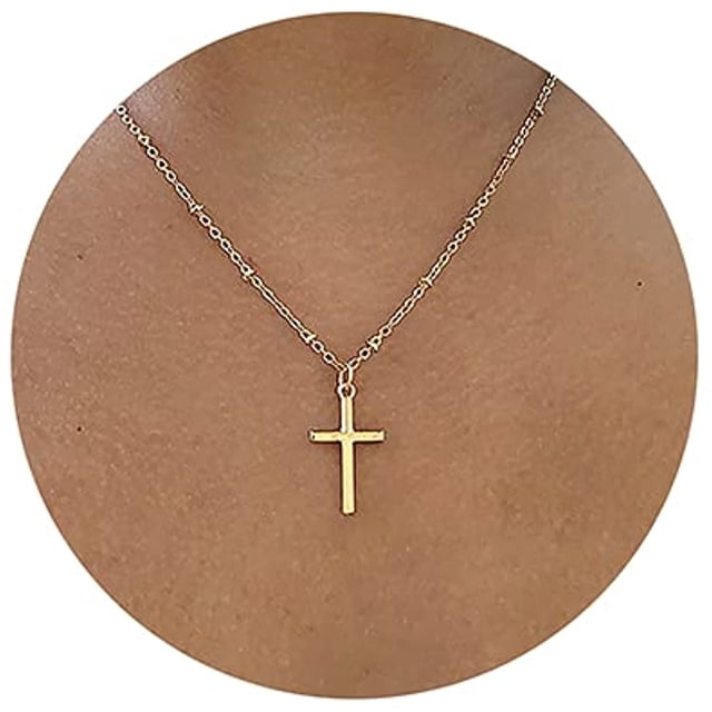 Collier Ras-du-Cou Pendentif Croix Turquoise Oeil Porte-Bonheur Simple Plaqué Or/argent 18k Collier Simple Minuscule pour Femmes Filles