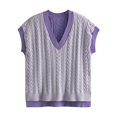 thumbnail image 3 of DDAPJ pyju Womens Reversible Sweaters Cap Sleeve V Neck Knit Pullover Sweater Soft Cozy Jumper Tops Purple Free Size, 3 of 6