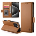 thumbnail image 2 of PU Leather Case Compatible with iPhone 12/12 Pro, Classic Kickstand/Cover/Wallet/Flip Magnetic Protective Case with Card Slots & Horizontal Stand Phone Case for iPhone 12/12 Pro, Brown, 2 of 7