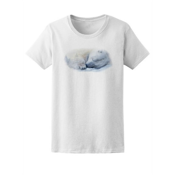 Beautiful Polar Bear Sleeping T-Shirt Women -Image by Shutterstock, Female Large
