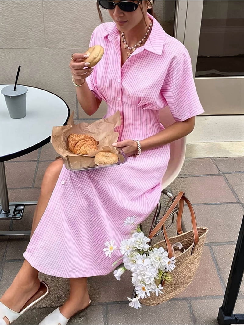 front pleated shirt dress Ellen Tracy Women's Button Front Pleated Shirt Dress
