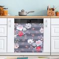 thumbnail image 1 of Floral Striped Pattern with Pink and Red Roses Dishwasher Magnet Cover Magnetic Dishwasher Door Refrigerator Sticker Home Decorative Art Kitchen Panel Decal 23x26 Inch, 1 of 1