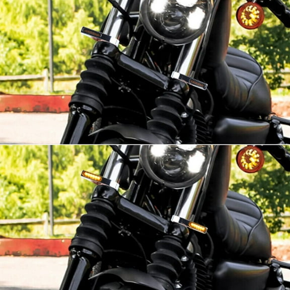 Furulu 2pcs 41mm Chrome Motorcycle Front LED Turn Signal
