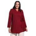 thumbnail image 3 of Plus Size Belt Detailed Jacket Plum Color, 3 of 5