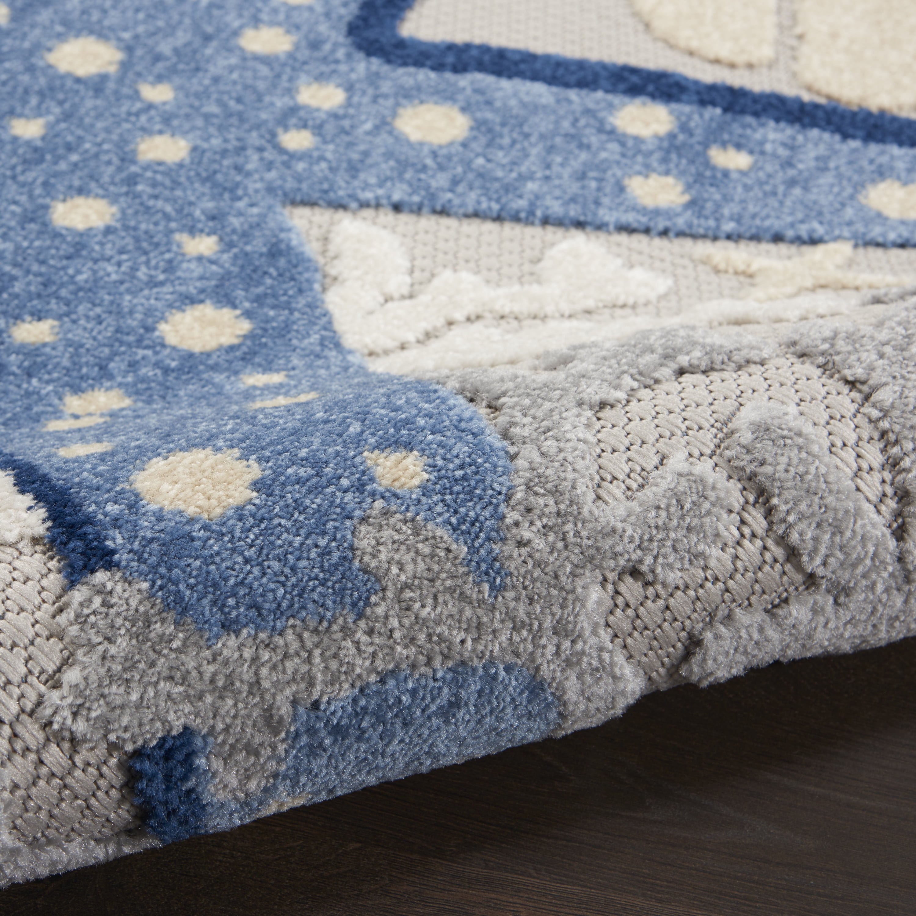 Nourison Aloha Indoor/Outdoor Coastal Tropical Blue/Grey 7' x 10' Area Rug, (7' x 10')