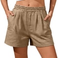 thumbnail image 3 of Tqcoqu Women's Casual Shorts Pleated High Waist Wide Leg Summer Elastic Comfy Trendy Shorts with Pockets,Country of Origin: Imported,Women's M-XXXXL, 3 of 7