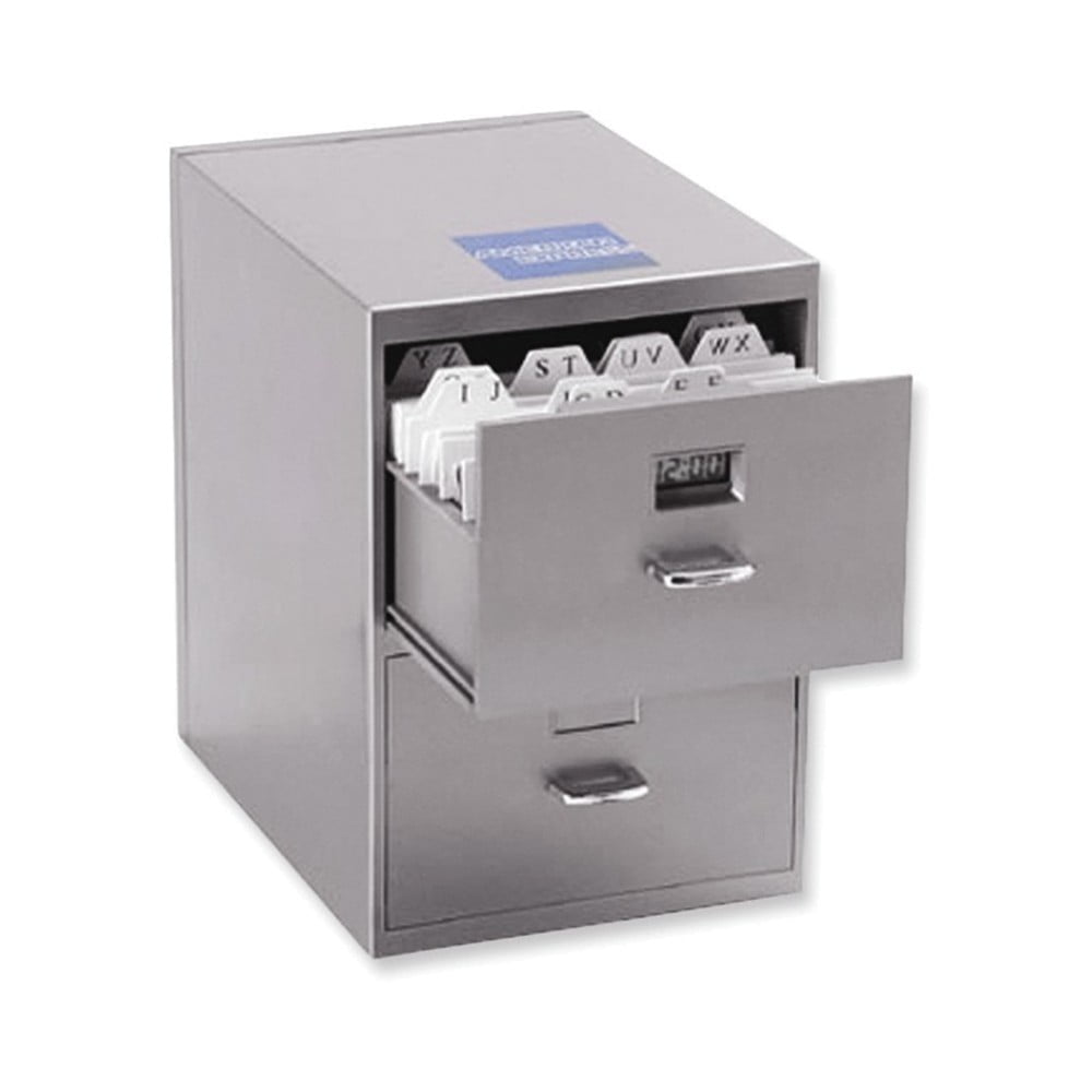 Mini File Cabinet with Clock Business Card Holder ...