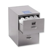 Mini File Cabinet with Clock Business Card Holder