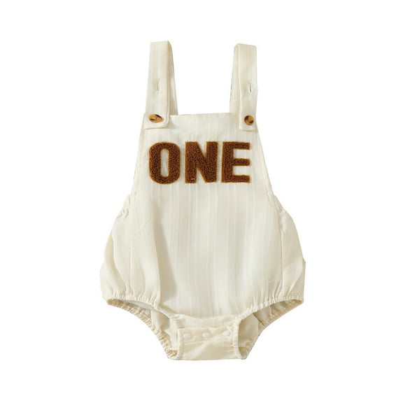 Okbabeha Baby Boys First Birthday Outfits One Year 1st Birthday one-piece Summer Romper Infant Sleeveless Letter Embroidery Overall