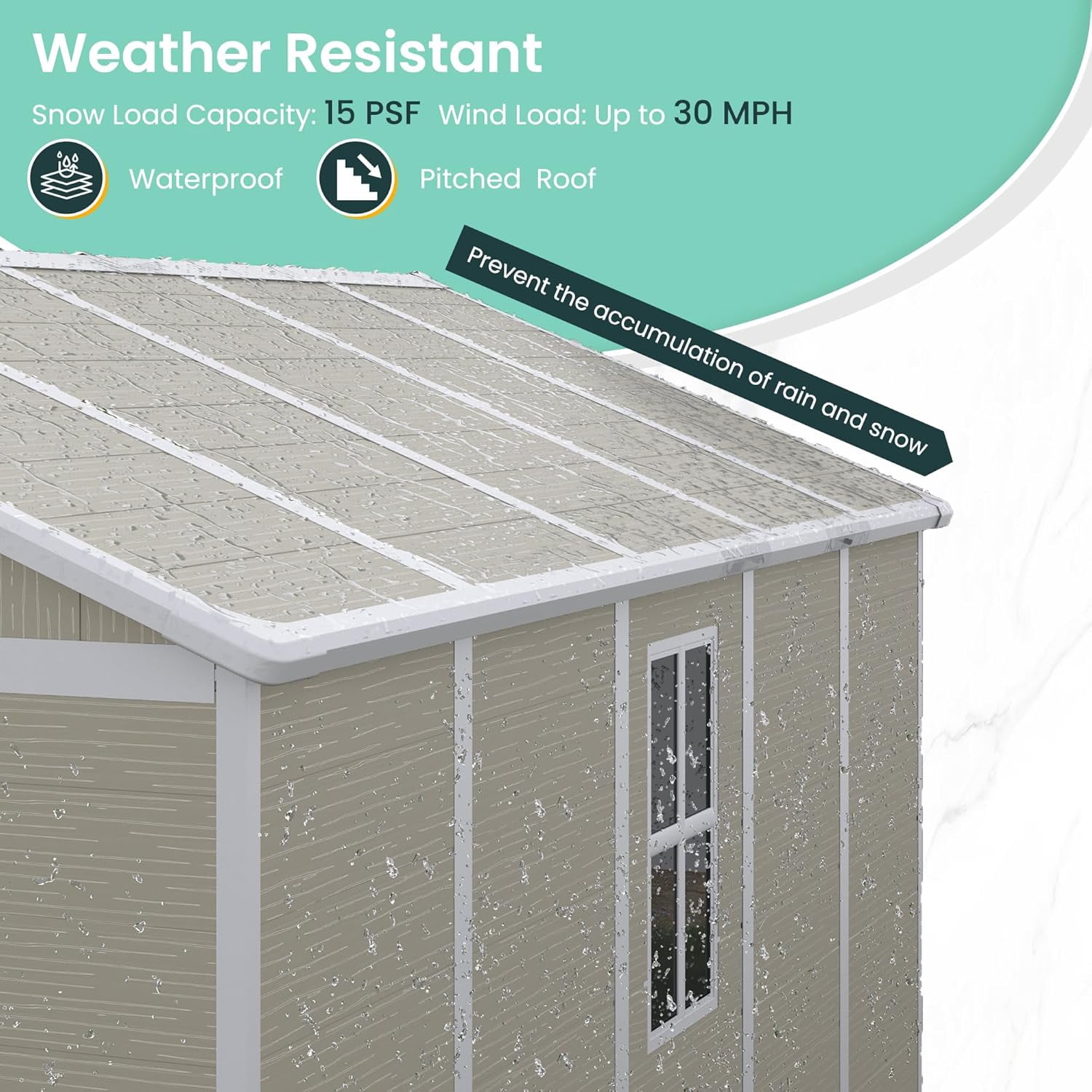MRUAKA Storage Shed 8×10 FT, Resin Sheds & Plastic Outdoor Storage with Floor Outdoors Garden Tool Shed Tuff Outside Patio Shed with Lockable Door for Bike,Beige,