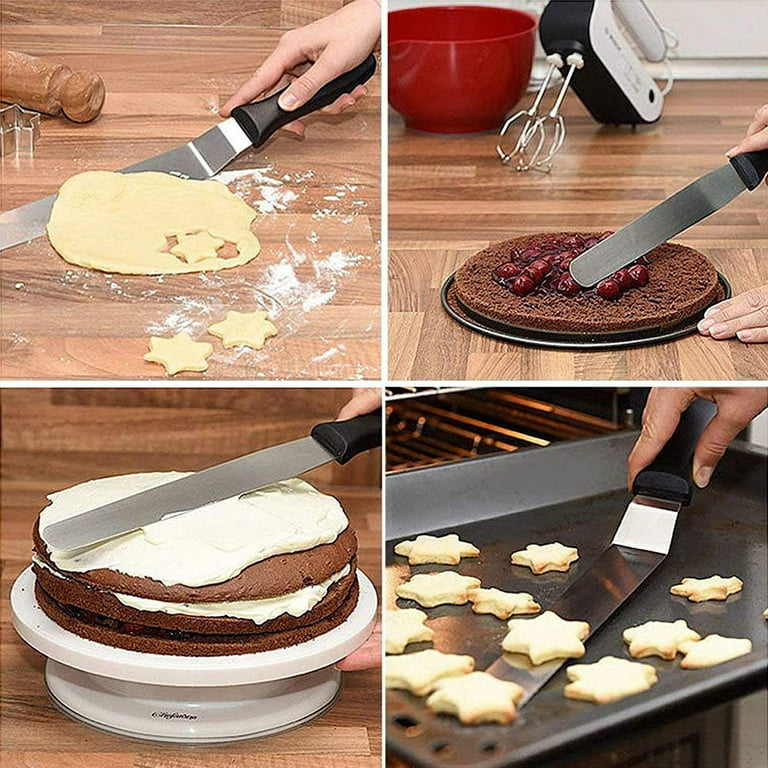 Offset Cake Icing Spatula Set Of 3 Professional Stainless Steel Cake  Decorating Frosting Spatulas With Ergonomics Handle Y200612 From Long10,  $9.87