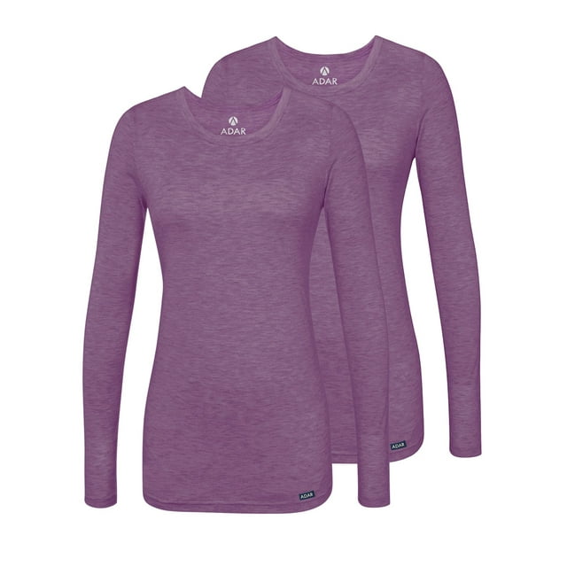 Adar sous-Couches pour Femmes, Lot de 2 - T-Shirt de sous-Couche à Manches Longues Confortable