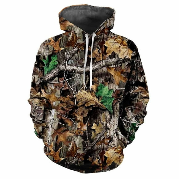 Forest Camouflage Hunting Animals Outdoor Camouflage Spring Autumn Men's Hoodie Street Trend Loose Comfortable Casual Clothing (DHA6H241317U,L)