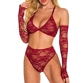 thumbnail image 3 of Traje de ropa interior Sexy Hollow Lace Perspectiva Lencería Mujer Ropa de dormir, M, Vino rojo Inevent XX000098-05, 3 of 7