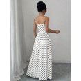thumbnail image 2 of Black And White Womens Elegant Polka Dot Chiffon Spaghetti Strap Cinched Waist Maxi Dress For Wedding Guests, 2 of 6