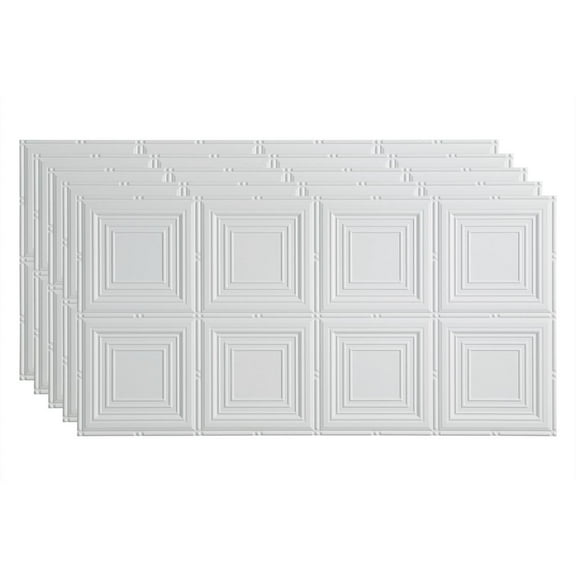 FASÄDE Portrait Decorative Vinyl 2ft x 4ft Glue up Ceiling Panel in Matte White (5 Pack)