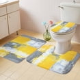 thumbnail image 4 of Gray Yellow Brush Bathroom Rugs Set Watercolor Graffiti Non Slip Absorbent Soft Bath Mats 3 Piece Set with Bathroom Rug, U-Shaped Floor Mat, Toilet Seat Cover Small Size, 4 of 9