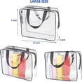 thumbnail image 4 of 3 Pieces Large Clear Travel Bags for Toiletries, Waterproof Clear Plastic Cosmetic Makeup Bags, Transparent Packing Organizer Storage Bags (Black), 4 of 4