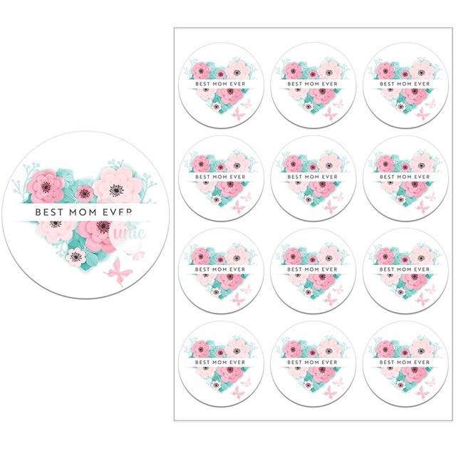 Happy Mother`s Day Decor Stickers Labels Heart Floral Decor Self-adhesive Stickers Labels DIY Mother`s Day Decor Flowers Labels4.5cm-48pcs Gao Jinjia LED