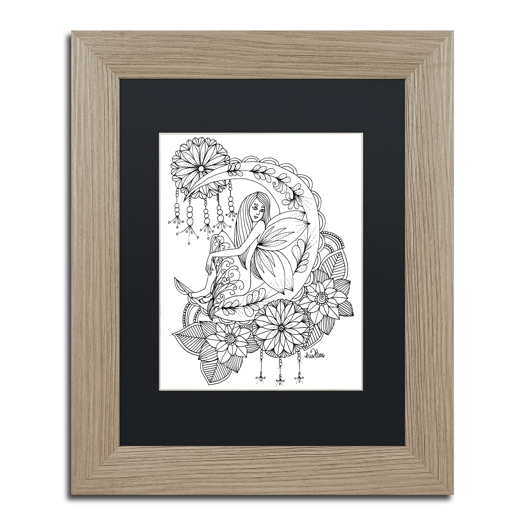 Trademark Fine Art "Fairy 9" Canvas Art by KCDoodleArt Black Matte, Birch Frame