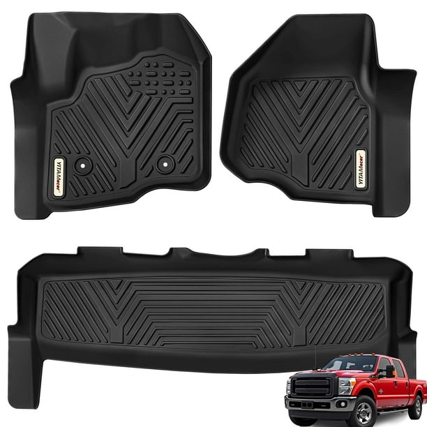 YITAMOTOR Floor Mats Compatible with 2012-2016 Ford F-250/F-350/F-450 SuperCrew/Crew Cab, Custom Fit 1 st & 2nd Seat 2 Row FloorLiner Set Black