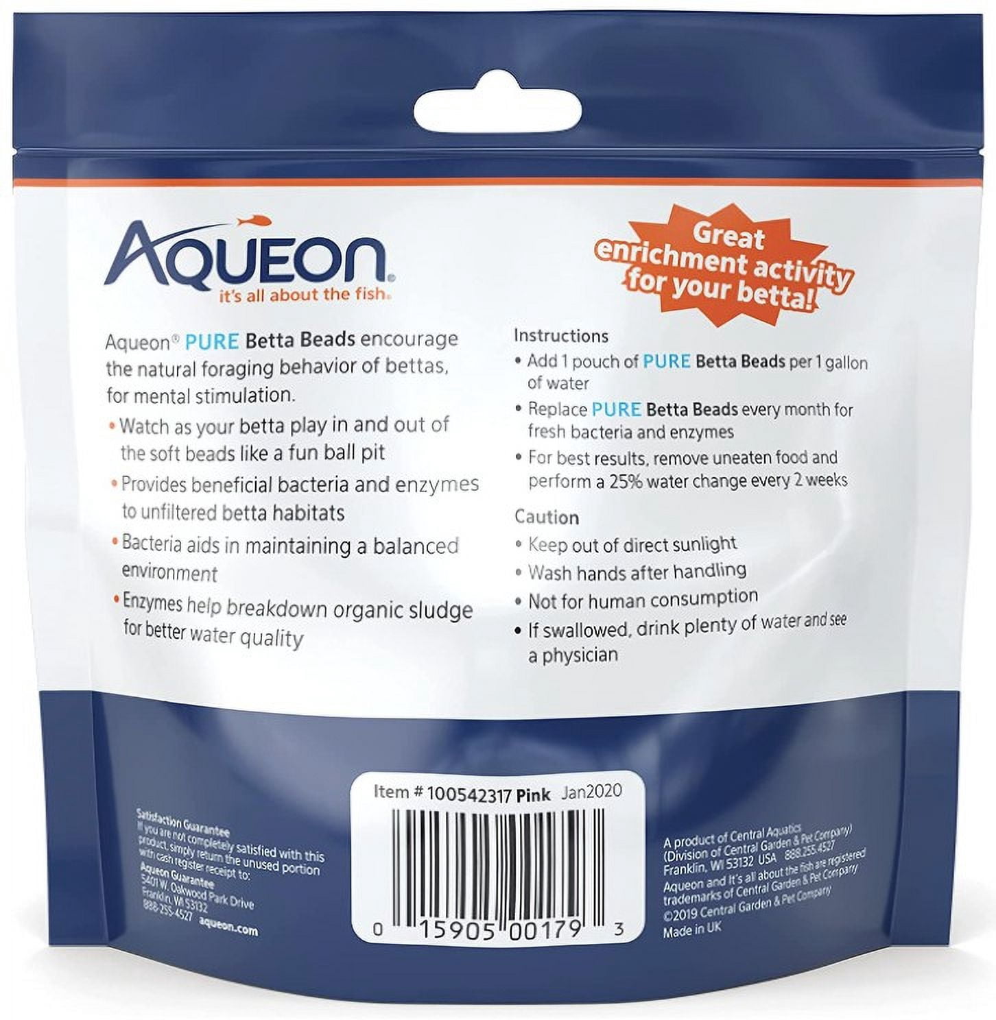 Aqueon Pure Betta Beads Pink [Aquarium Gravel and Sand, Aquarium Water Conditioners, Aquarium Supplies] 6 count