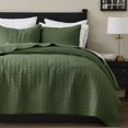 thumbnail image 1 of Juego de ropa de cama Palassio, de color verde oliva, 100% algodón, tamaño king, 1 of 8