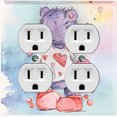 thumbnail image 1 of Metal Light Switch Wall Plate Outlet Cover (Love Friend Purple Teddy Bear Heart Pillow - Double Duplex), 1 of 2