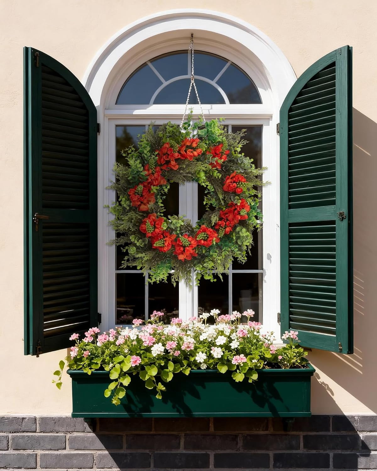 20 Inch Spring Summer Wreaths for Front Door, Artificial Flowers Violet Silk Floral Wreaths with Fake Plants Green Eucalyptus Leaves for Outdoors Farmhouse Wall Wedding Porch Home Decor