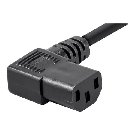 UPC: 0844660076803 | Monoprice Right Angle Power Cord – 6 Feet – Black | NEMA 5-15P to Right Angle IEC 60320 C13  16AWG  13A/1625W  SJT  125V