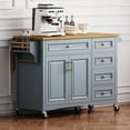thumbnail image 2 of Harper & Bright Designs Kitchen Island with Drop Leaf, Rolling Kitchen Islands on Wheels with Drawer, Kitchen Storage Island with Adjustable Shelf, Blue+Grey, 2 of 10