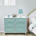 thumbnail image 2 of Sorbus Dresser with 6 Drawers - Furniture Storage Tower Unit for Bedroom, Hallway, Closet, Office Organization - Steel Frame, Wood Top, Easy Pull Fabric Bins (6-Drawer, Pastel Aqua), 2 of 5