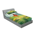 thumbnail image 2 of Ambesonne Landscape Fitted Sheet & Pillow Sham Set, Flower Scary Castle, Twinxl, Red Green, 2 of 2
