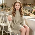 thumbnail image 5 of Krayuyo Girls A Line Dresses with Pockets Long Sleeve Shirt Dress Casual Soft Flowy Dress Size 5-15 Years, 5 of 9
