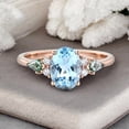 thumbnail image 4 of STERLING MINIMALIST 8X6MM Oval Shaped Aquamarine Wedding Ring Kite Cut Natural Moss Agate Ring Diamond Statement Jewelry Sterling Silver Bridal Ring, 4 of 4