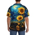 thumbnail image 3 of Gukieu Vintage Starry Sky Sunflower Print Men's Short-sleeved Shirts, Button-down Pocket Shirts, T-shirts, Beach Vacation Travel Summer Clothing-Small, 3 of 5