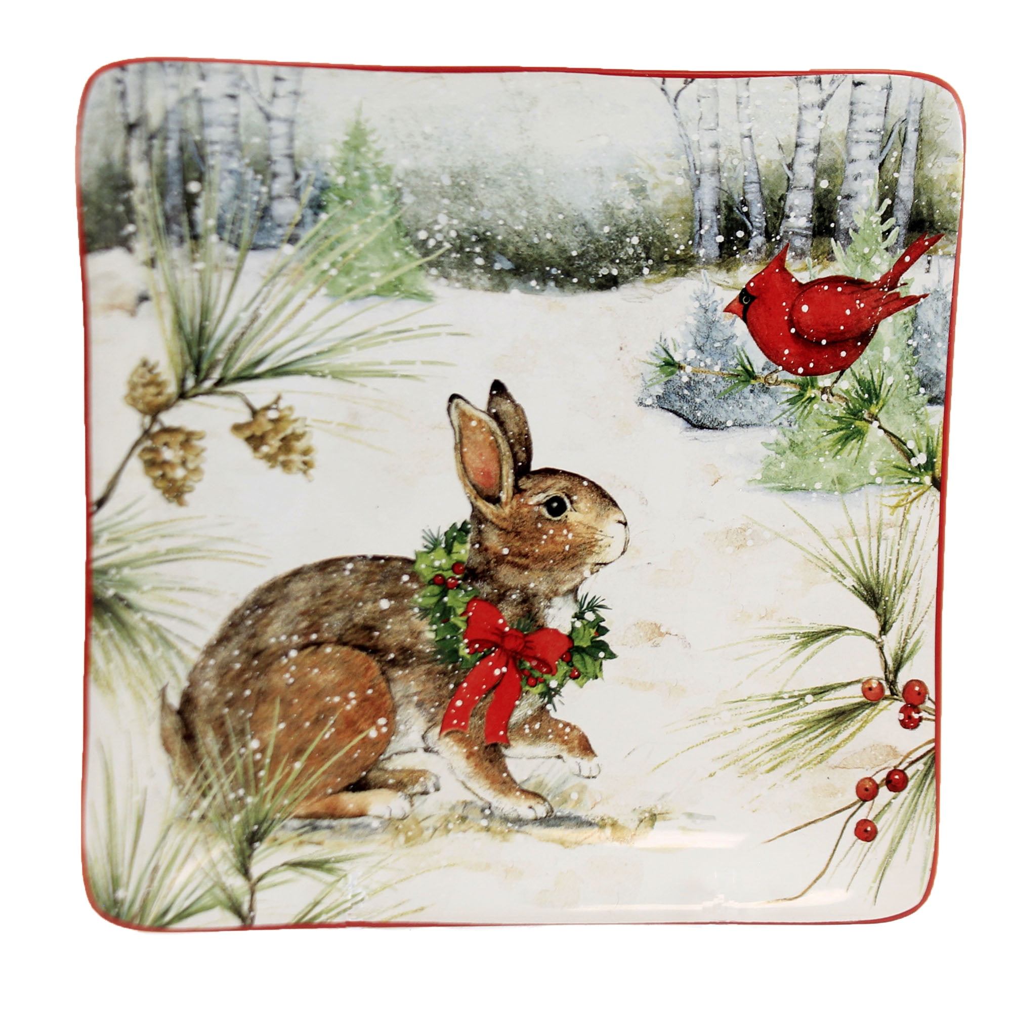 Buy Tabletop Winter Forest Dessert Plates Earthenware Christmas Set/4