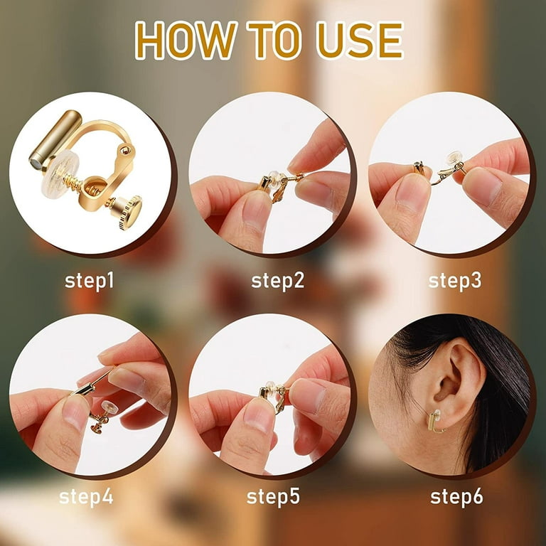 Clip on Earring Converter, 16 Pcs Round Flat Back Tray Earring Clips with  Silicon Earring Pads Easy Open Loop Earrings Converter for Women Girls