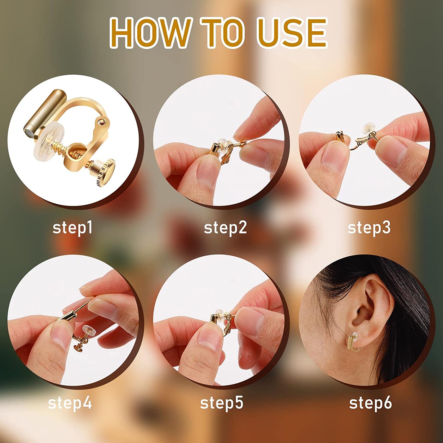 16 Pcs Clip on Earring Converter with Silicon Earring Pads, Gold Silver Round Flat Back Tray Earring Clip, and Converter Components with Post for DIY Earring Making for Women Men None Pierced Ears - image 4 of 5