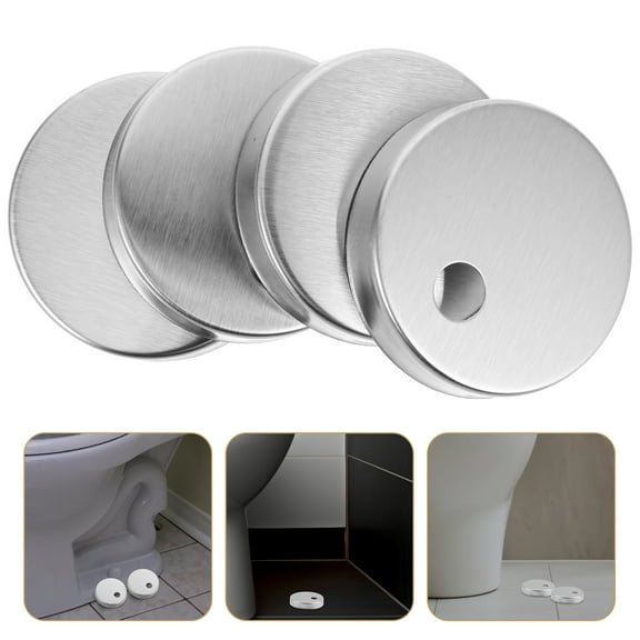 Pretyzoom 2Pairs Metal Toilet Bolt Covers Silver Decorative Toilet Screw Caps for Pool Bathroom Repair Parts